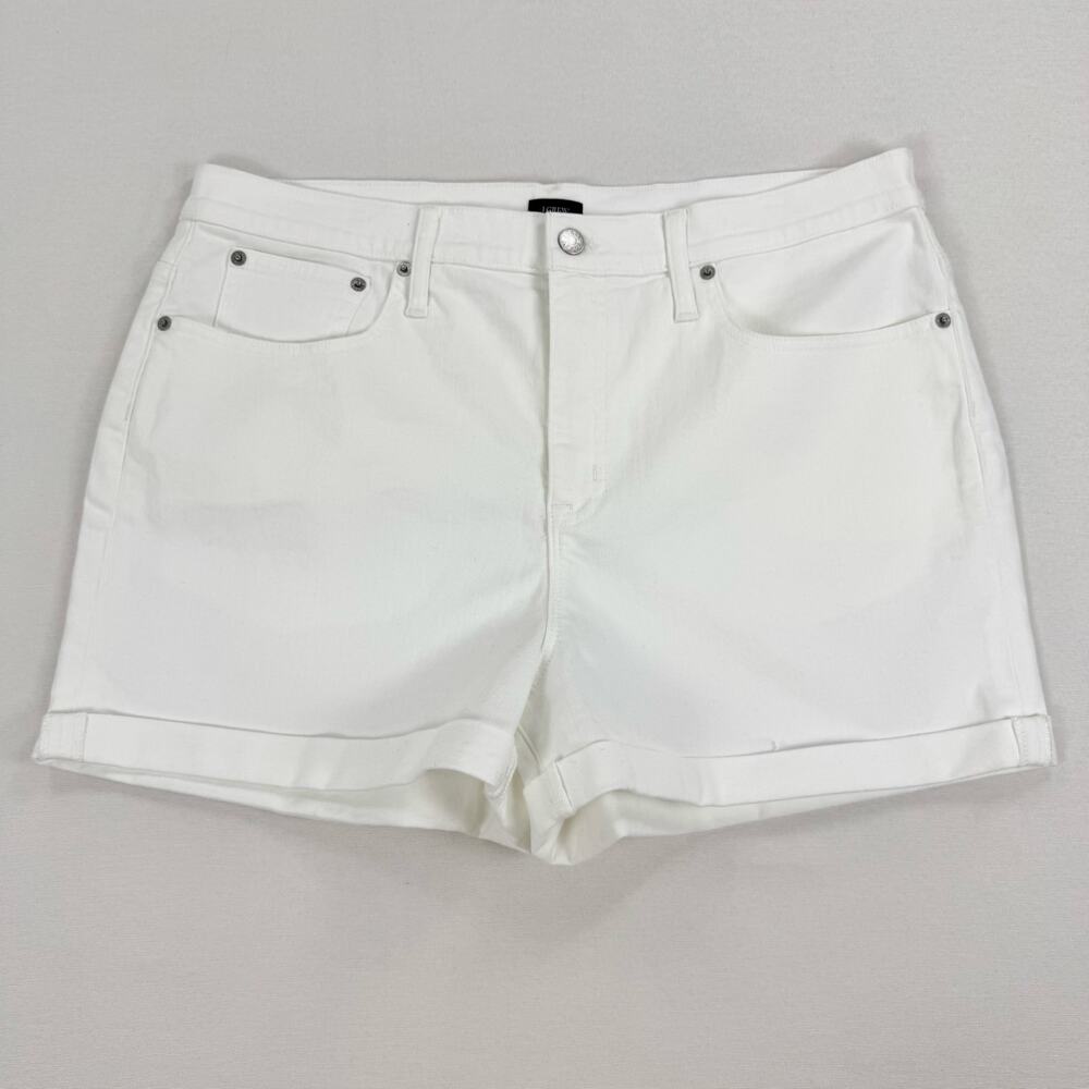 J Crew Factory Classic Denim Short Women's 32 White Rolled Cuff Coastal Beach